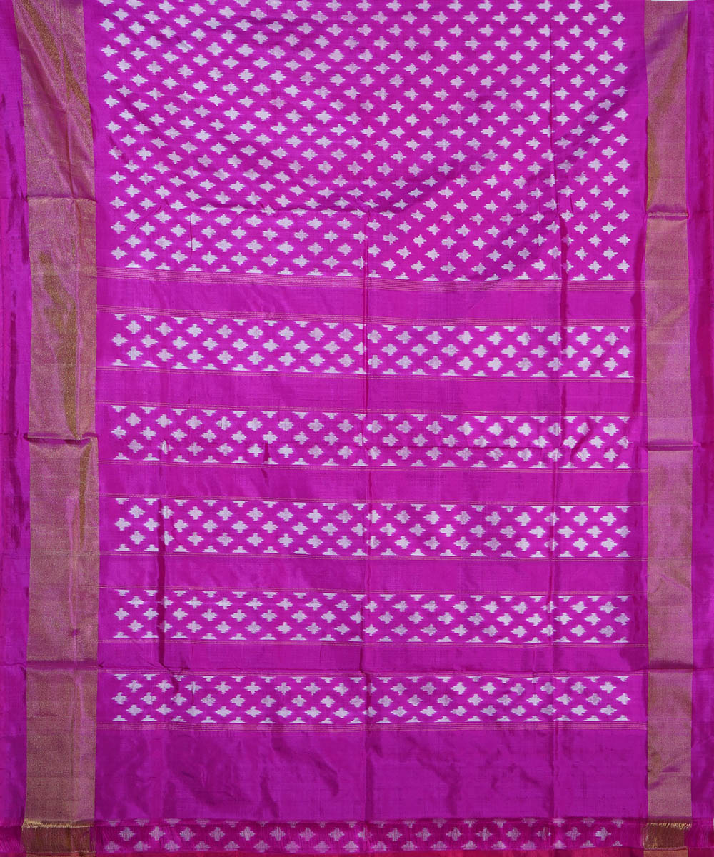 Pink purple silk handwoven ikat pochampally saree