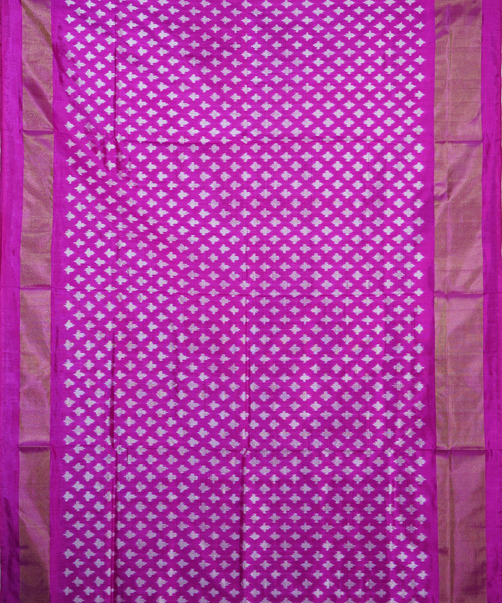 Pink purple silk handwoven ikat pochampally saree