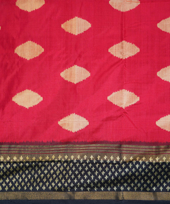 Red black silk handwoven ikat pochampally saree