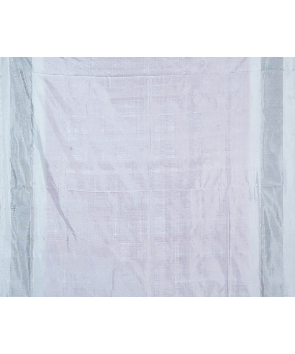 Pink white silk handwoven ikat pochampally saree