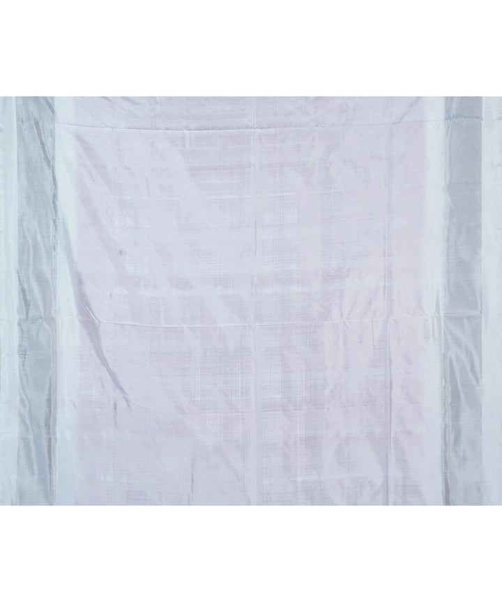 Pink white silk handwoven ikat pochampally saree