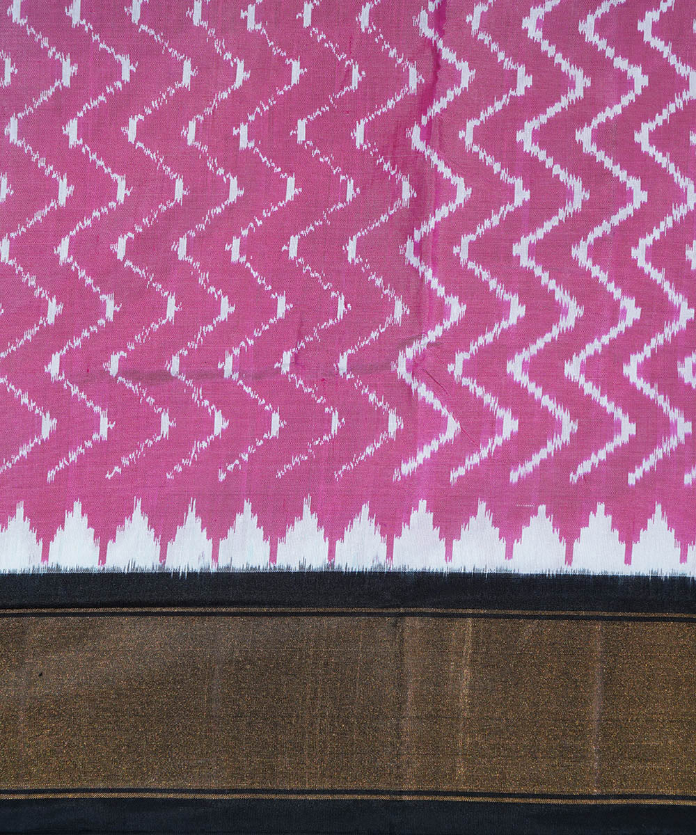 Light pink black handwoven silk ikat pochampally saree