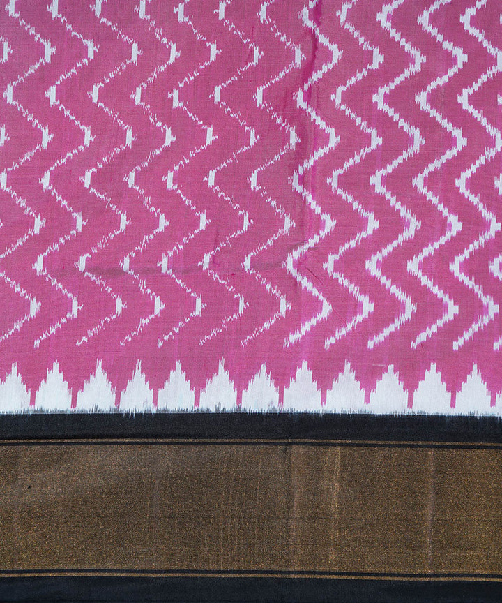 Light pink black handwoven silk ikat pochampally saree