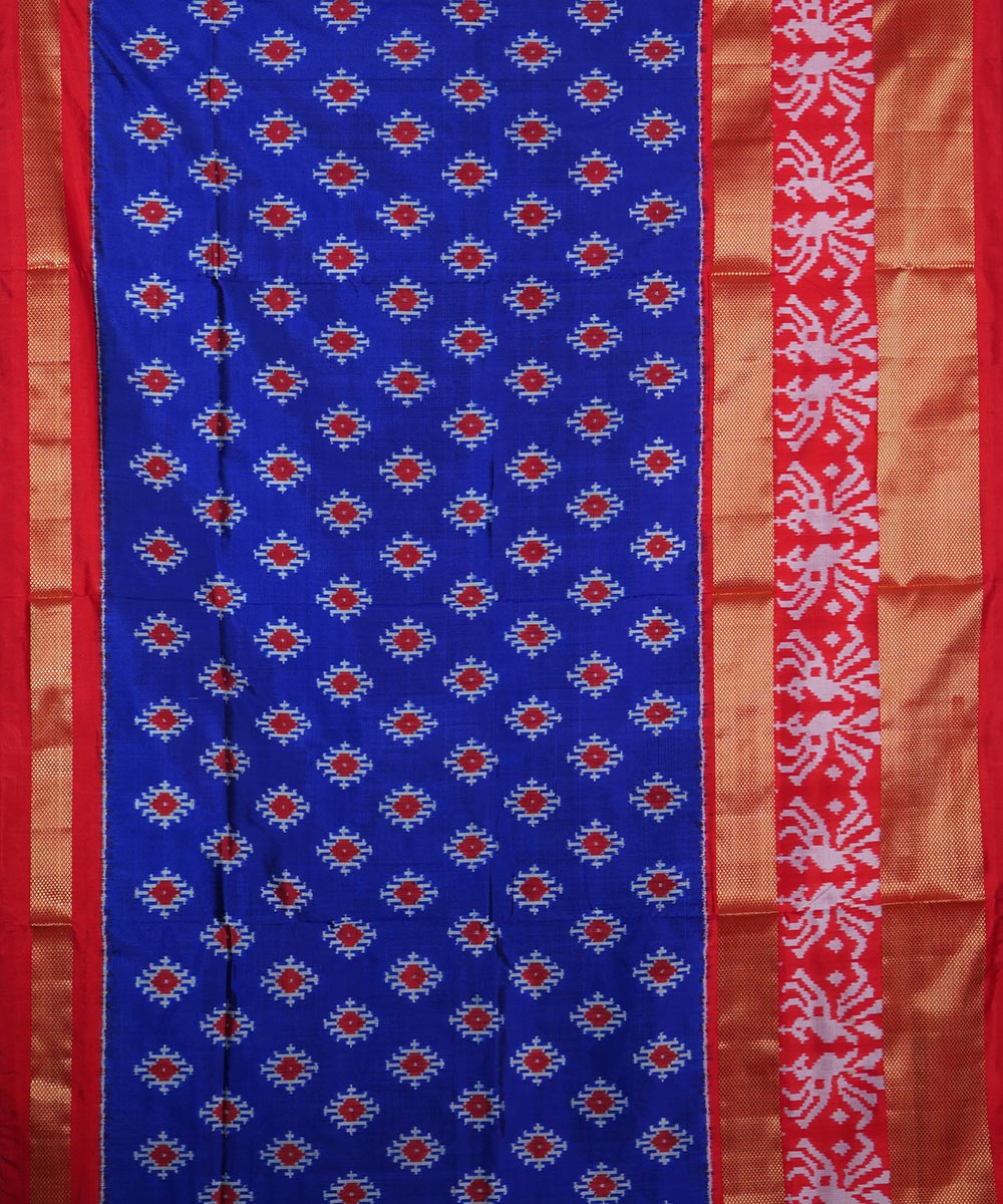 Navy blue red silk handloom ikat pochampally saree