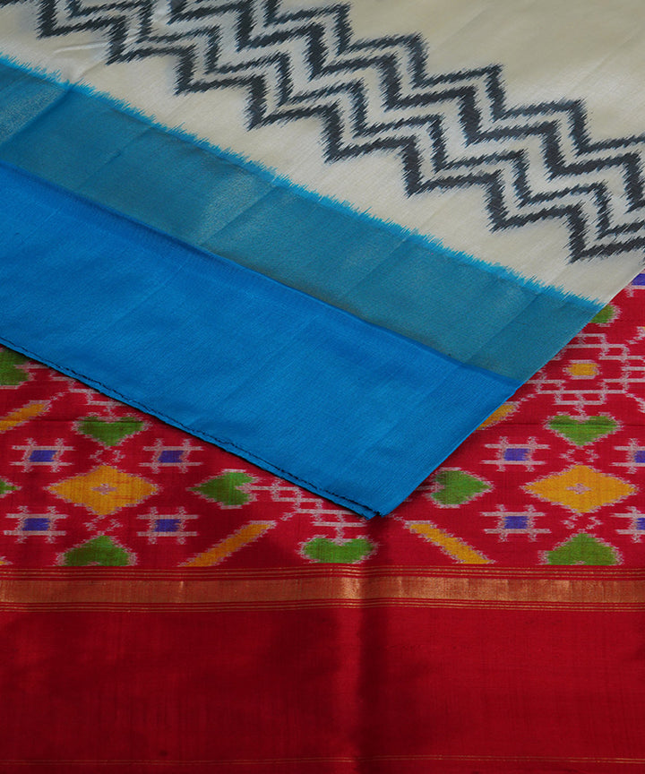 White red handloom silk ikat pochampally saree