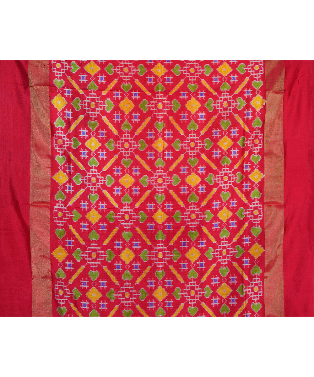 White red handloom silk ikat pochampally saree