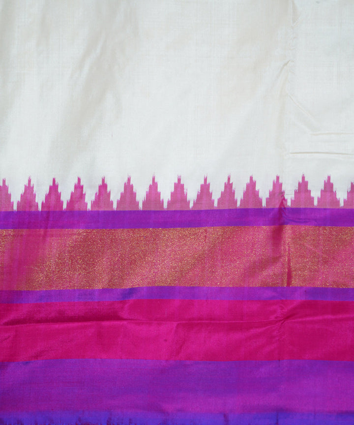 White purple handwoven silk ikat pochampally saree