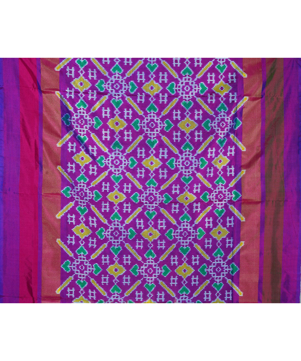 White purple handwoven silk ikat pochampally saree