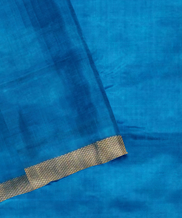 Maroon blue silk handwoven pochampally ikat saree