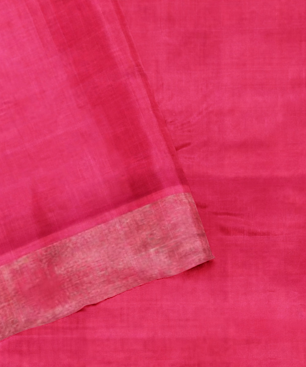 Offwhite pink handwoven pochampally silk ikat saree