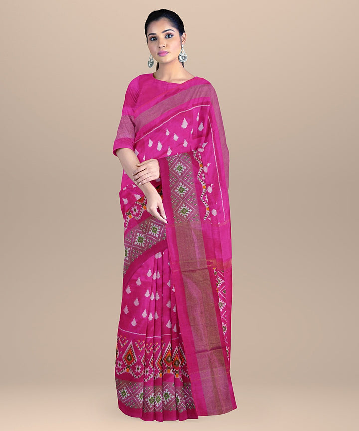 Pink all over handwoven pochampally ikat silk saree