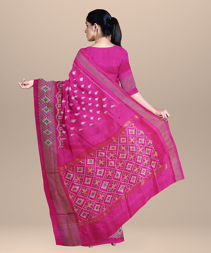 Pink all over handwoven pochampally ikat silk saree