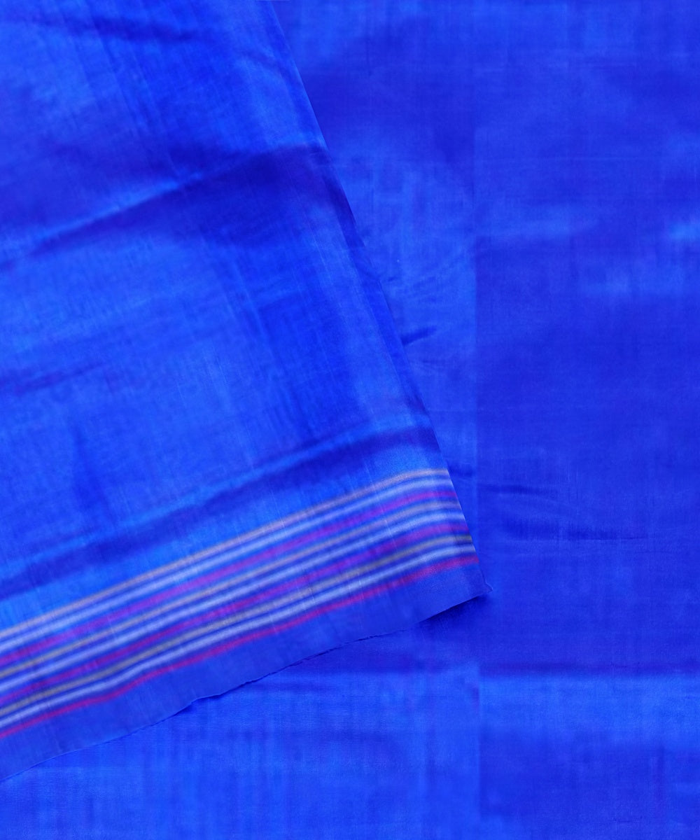 Pink royal blue handwoven pochampally ikat silk saree