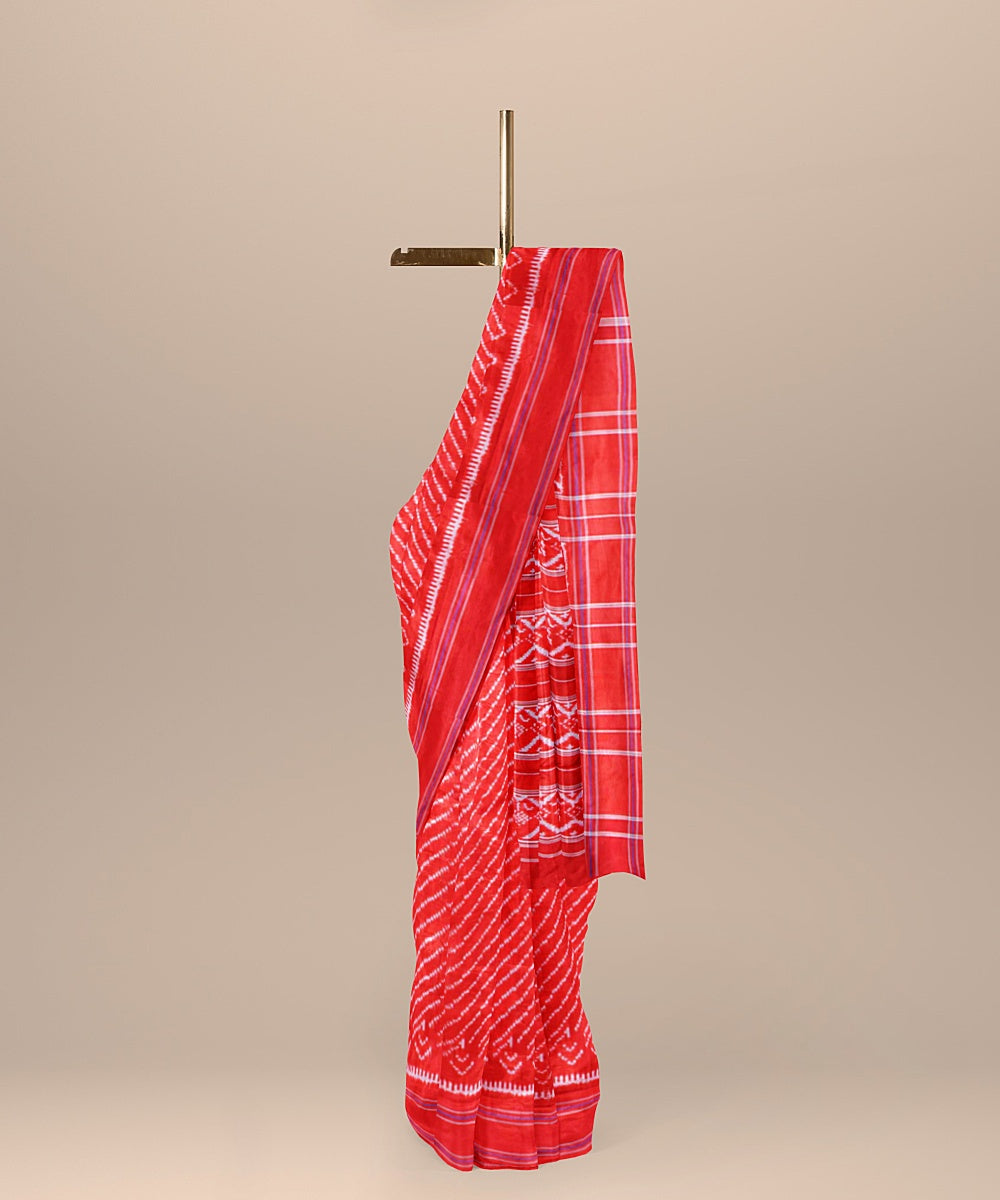 Red all over handwoven pochampally ikat silk saree