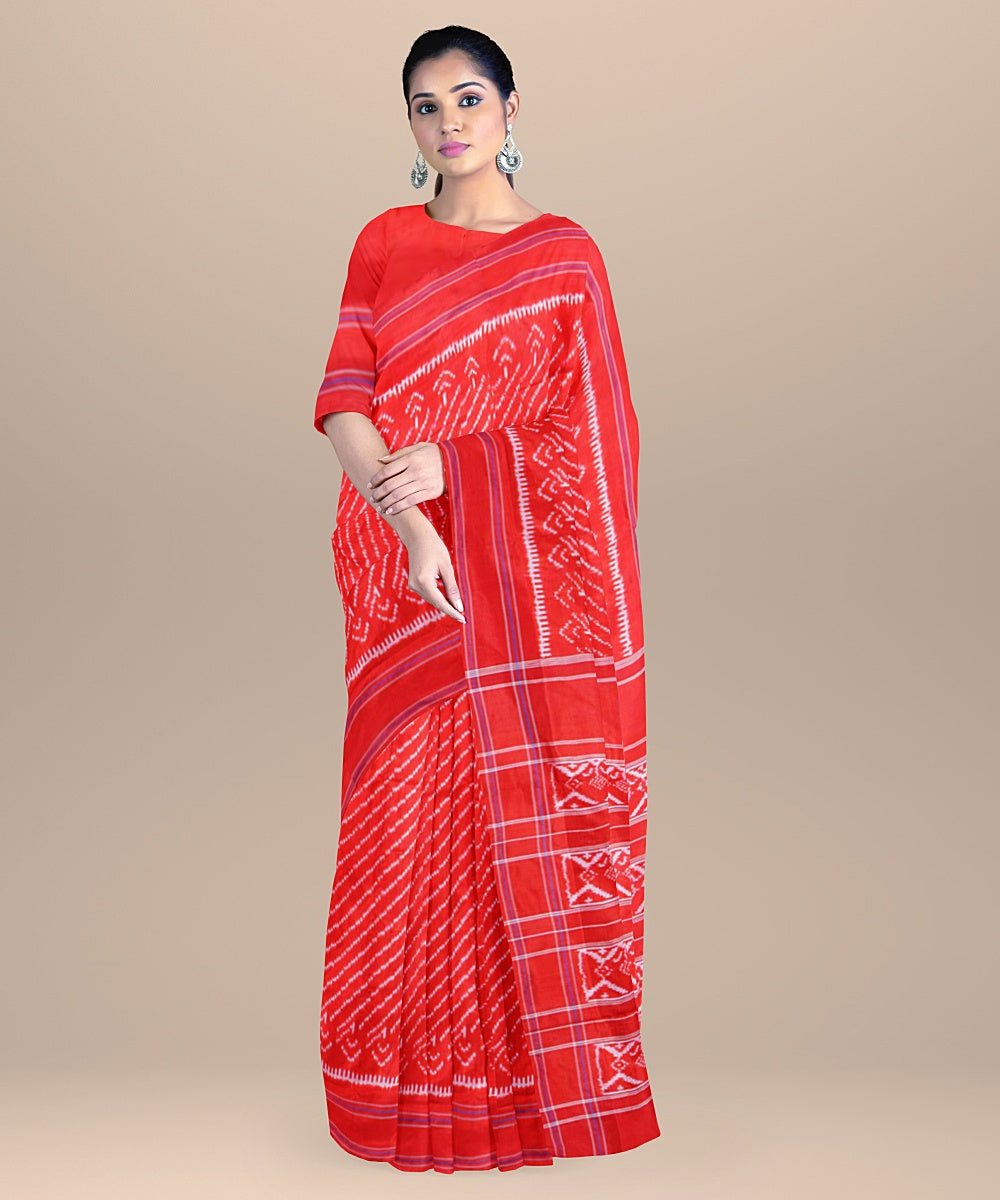 Red all over handwoven pochampally ikat silk saree