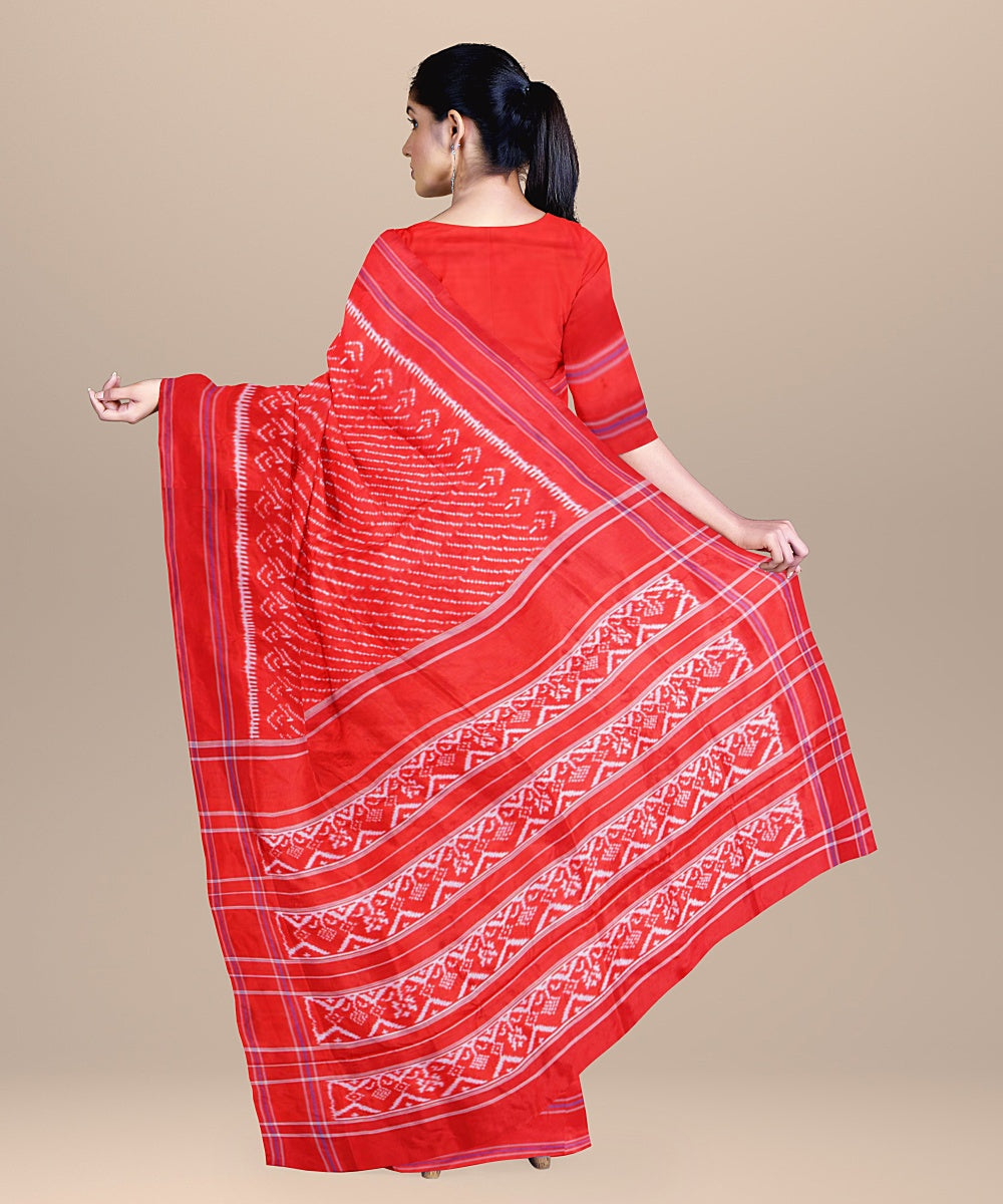 Red all over handwoven pochampally ikat silk saree