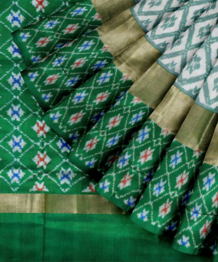 Green leaf green handwoven pochampally ikat silk saree