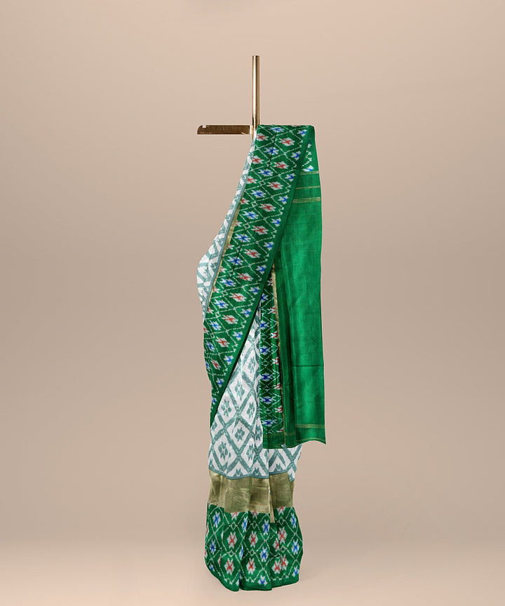 Green leaf green handwoven pochampally ikat silk saree