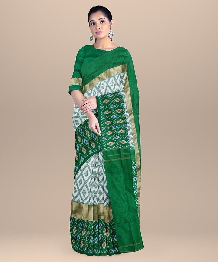 Green leaf green handwoven pochampally ikat silk saree