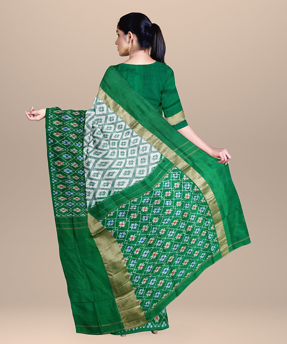 Green leaf green handwoven pochampally ikat silk saree