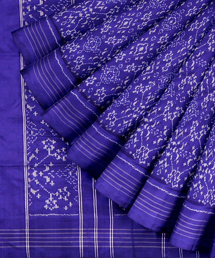 Navy blue handwoven pochampally ikat silk saree