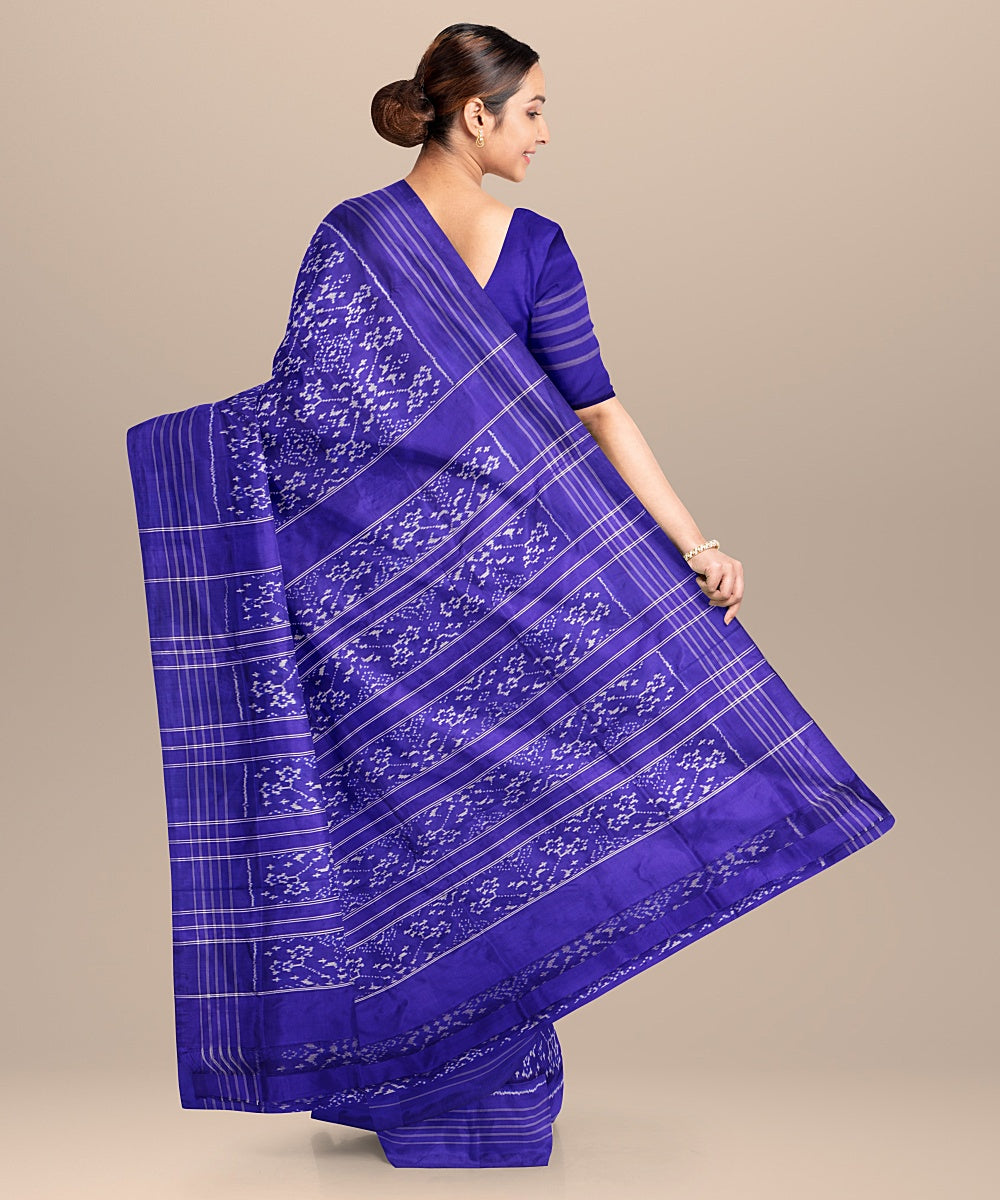 Navy blue handwoven pochampally ikat silk saree