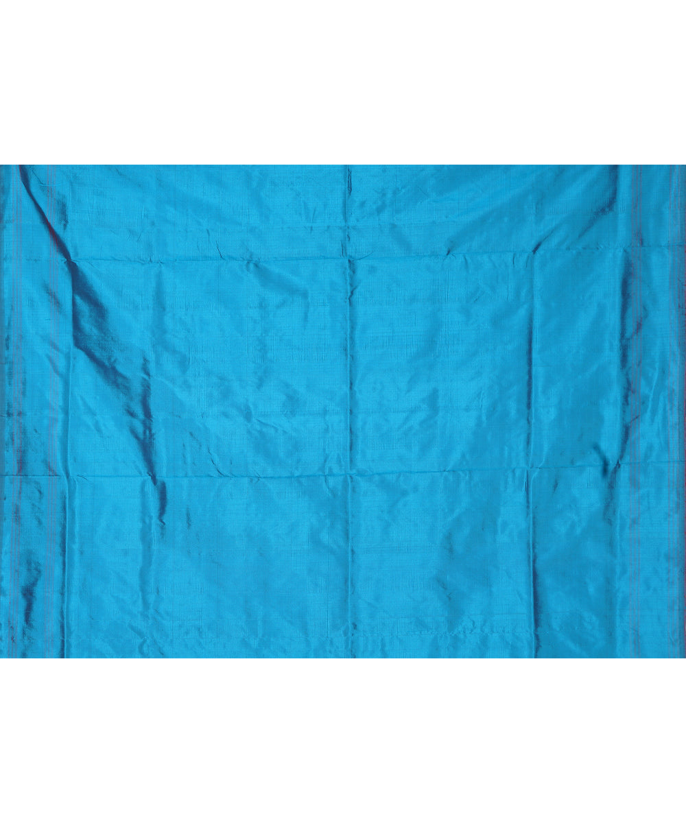 Turquise blue handwoven pochampally ikat silk saree