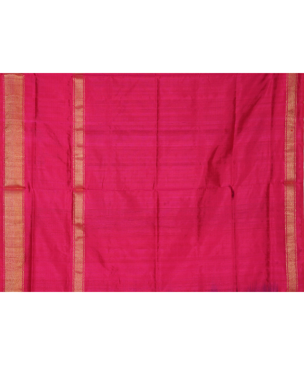 Navy blue pink handwoven pochampally ikat silk saree