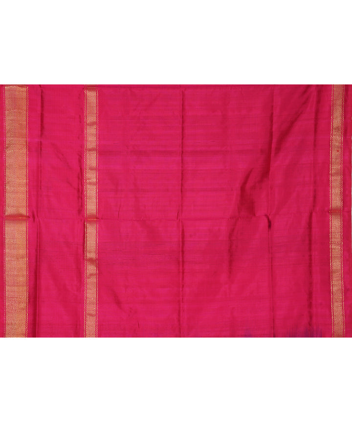 Navy blue pink handwoven pochampally ikat silk saree