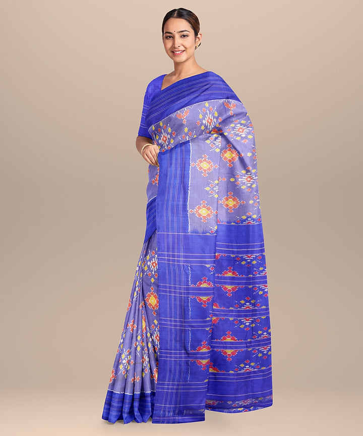 Blue pink handloom pochampally ikat silk saree