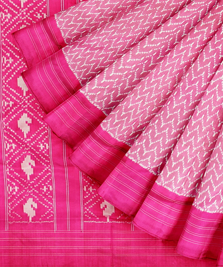 Pink handwoven silk pochampally ikat saree