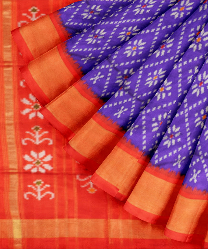 Blue pink handloom silk pochampally ikat saree