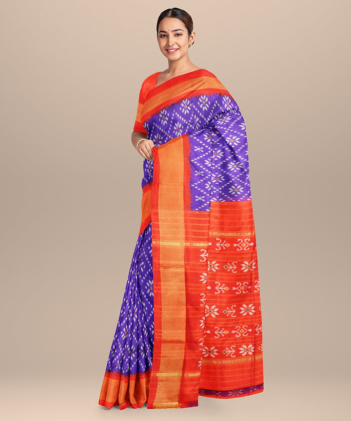 Blue pink handloom silk pochampally ikat saree