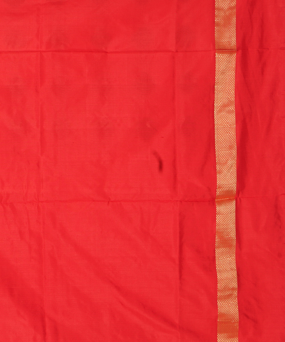 Offwhite orange handwoven pochampally ikat silk saree