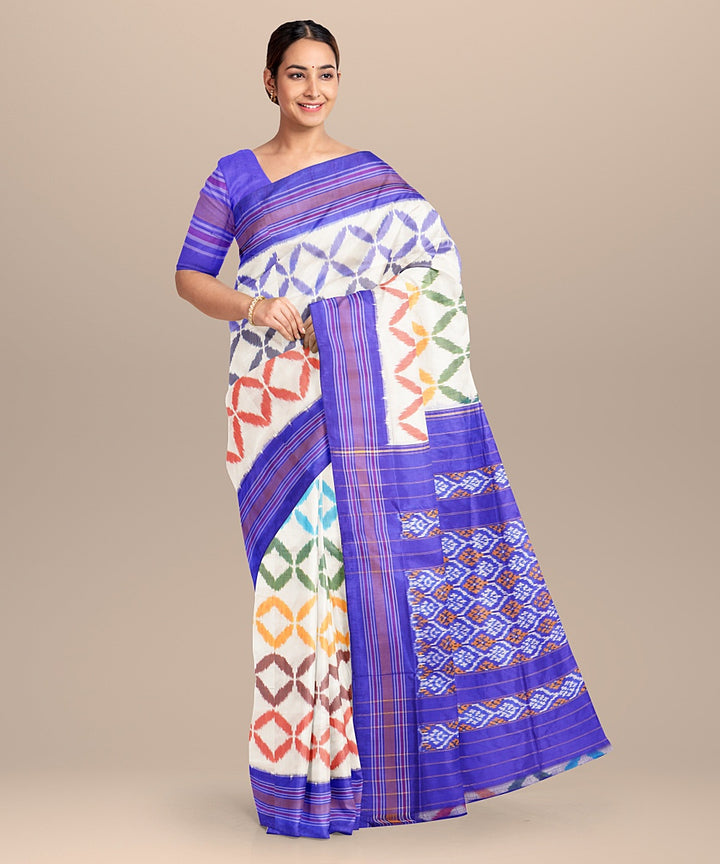 Multicolor handwoven pochampally ikat silk saree