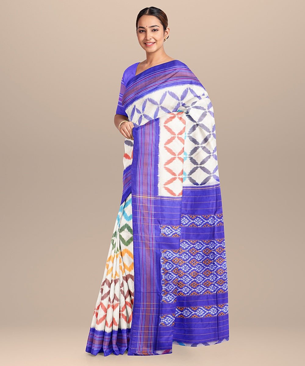 Multicolor handwoven pochampally ikat silk saree