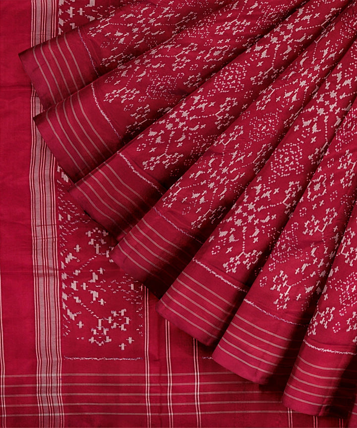 Red all over handwoven pochampally ikat silk saree