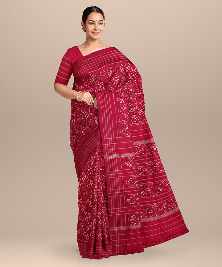 Red all over handwoven pochampally ikat silk saree