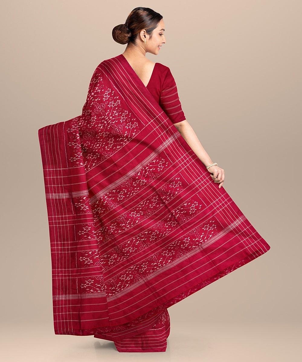 Red all over handwoven pochampally ikat silk saree