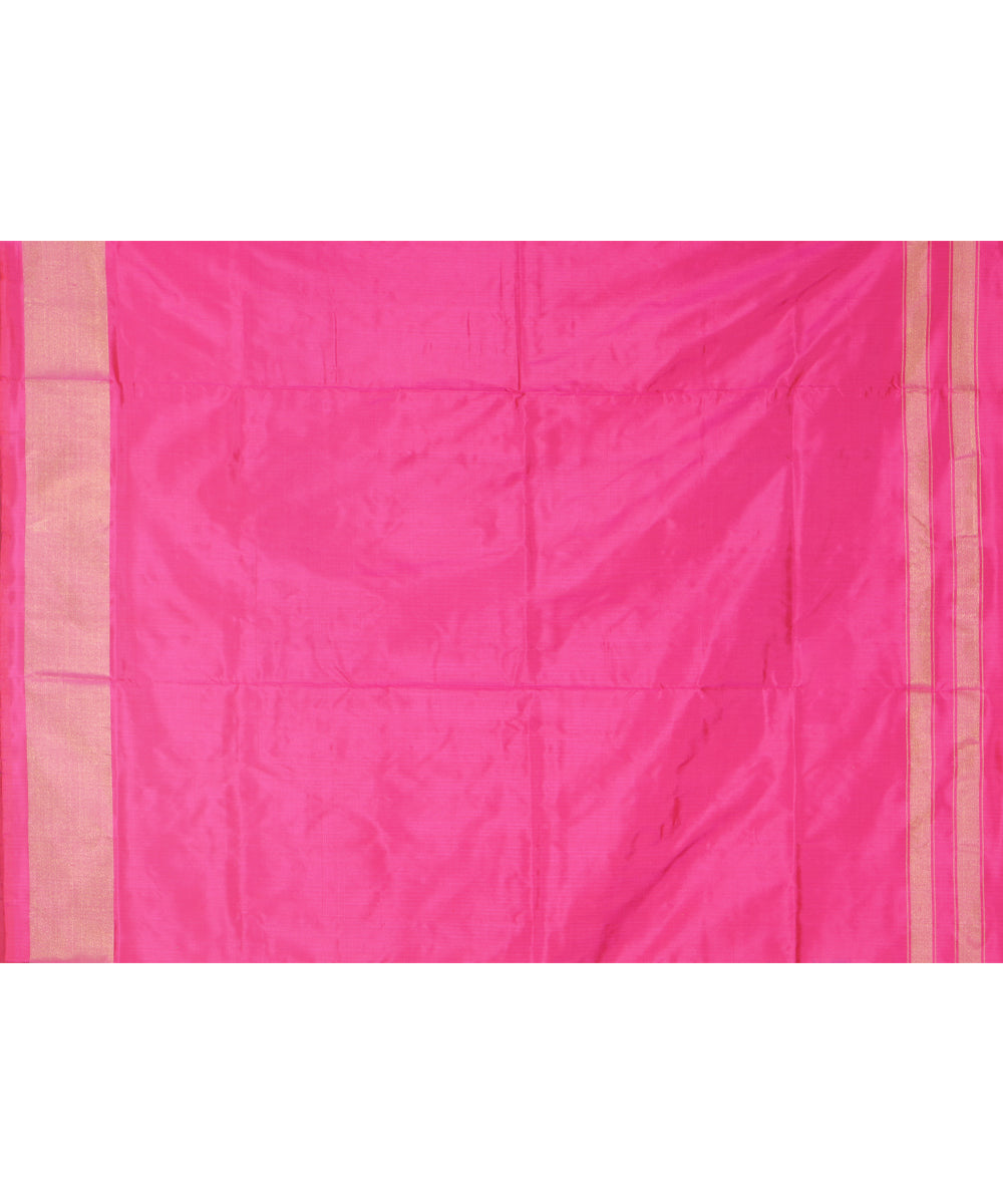 Multicolor pink handwoven pochampally ikat silk saree