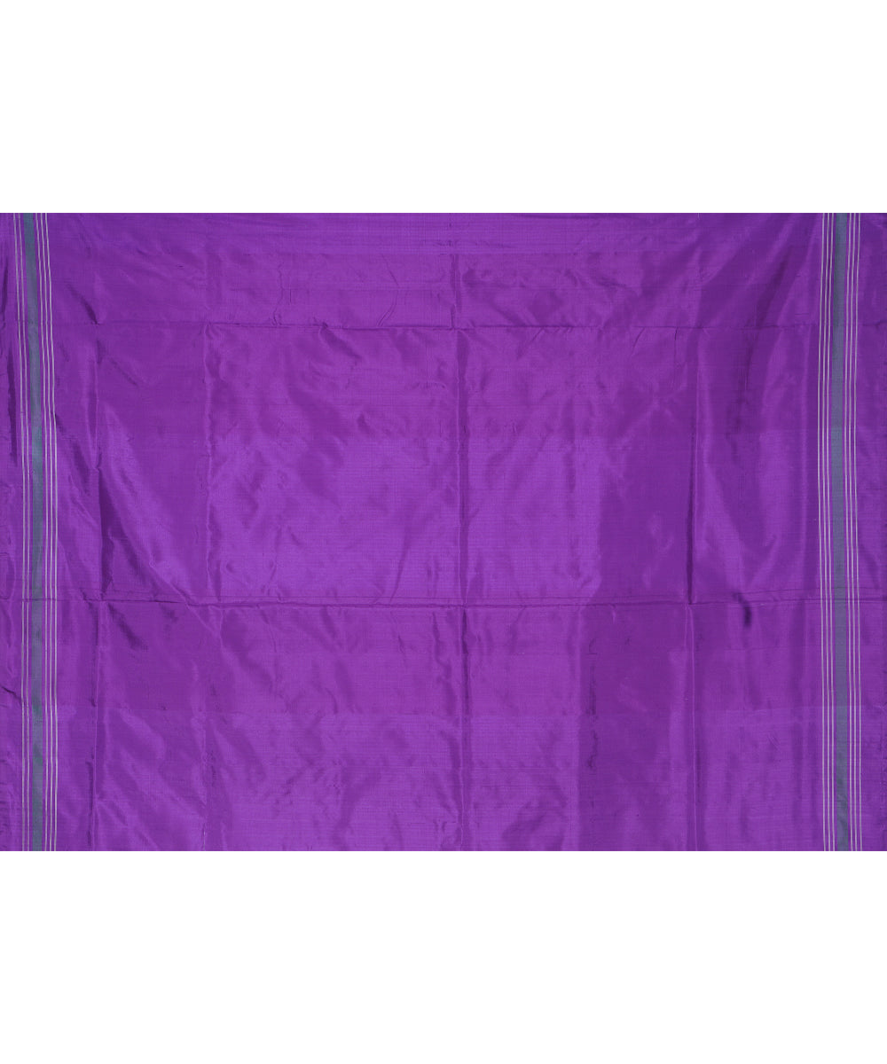 Offwhite purple handwoven pochampally ikat silk saree