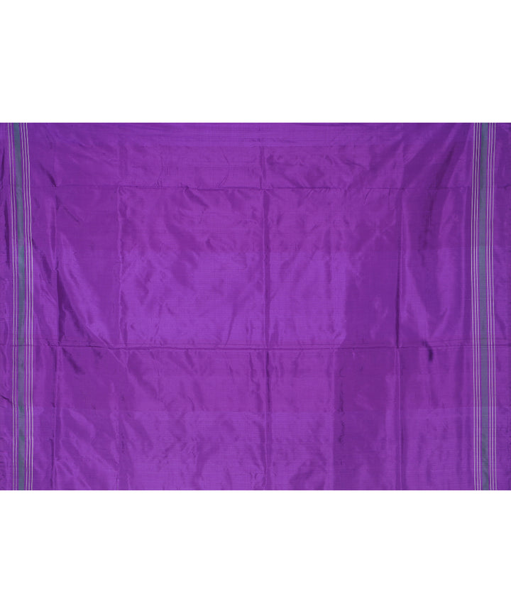 Offwhite purple handwoven pochampally ikat silk saree