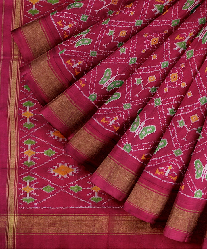 Pink allover handwoven pochampally ikat silk saree