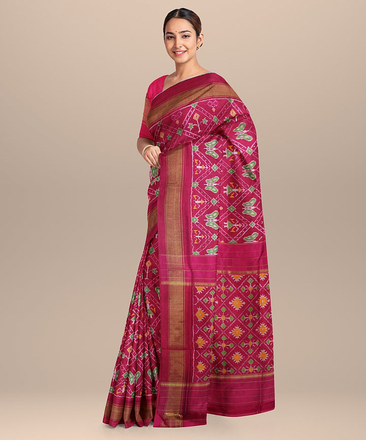 Pink allover handwoven pochampally ikat silk saree