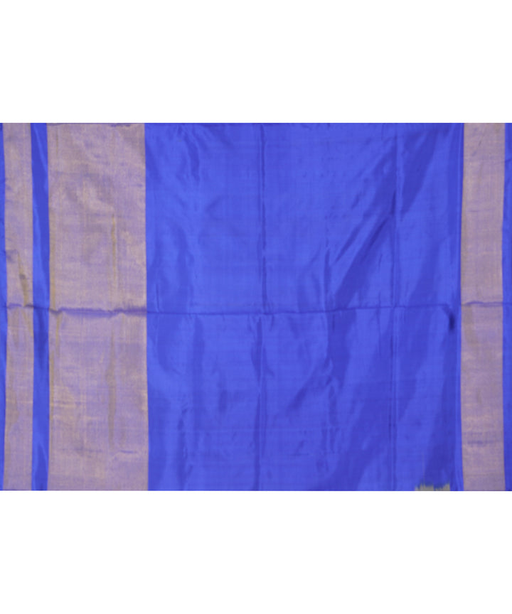 Yellow blue handwoven pochampally ikat silk saree