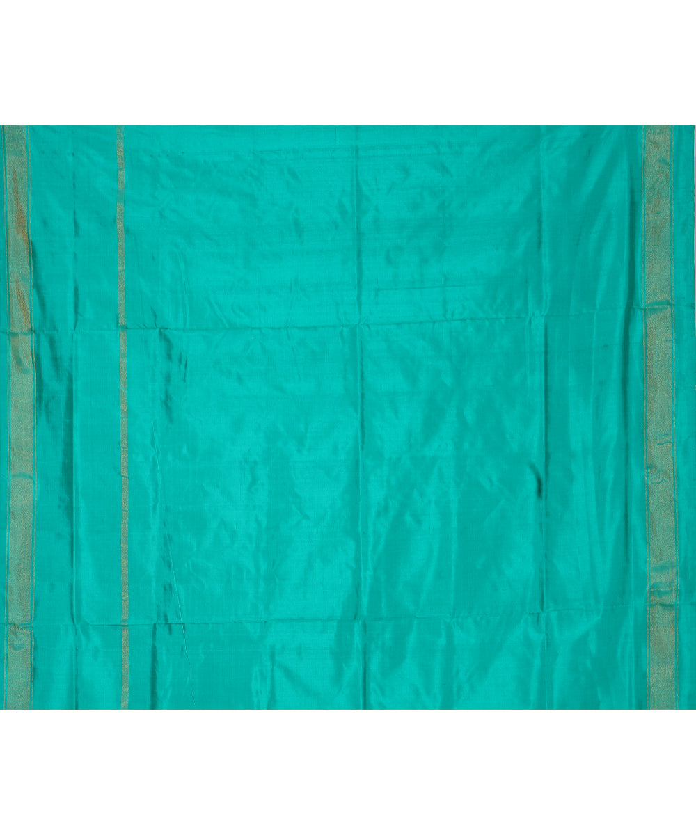 Green seagreen handwoven pochampally ikat silk saree