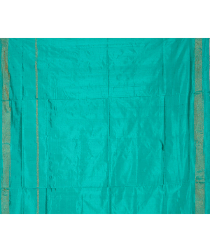 Green seagreen handwoven pochampally ikat silk saree