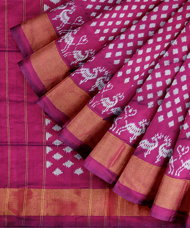 Pink all over handwoven pochampally ikat silk saree