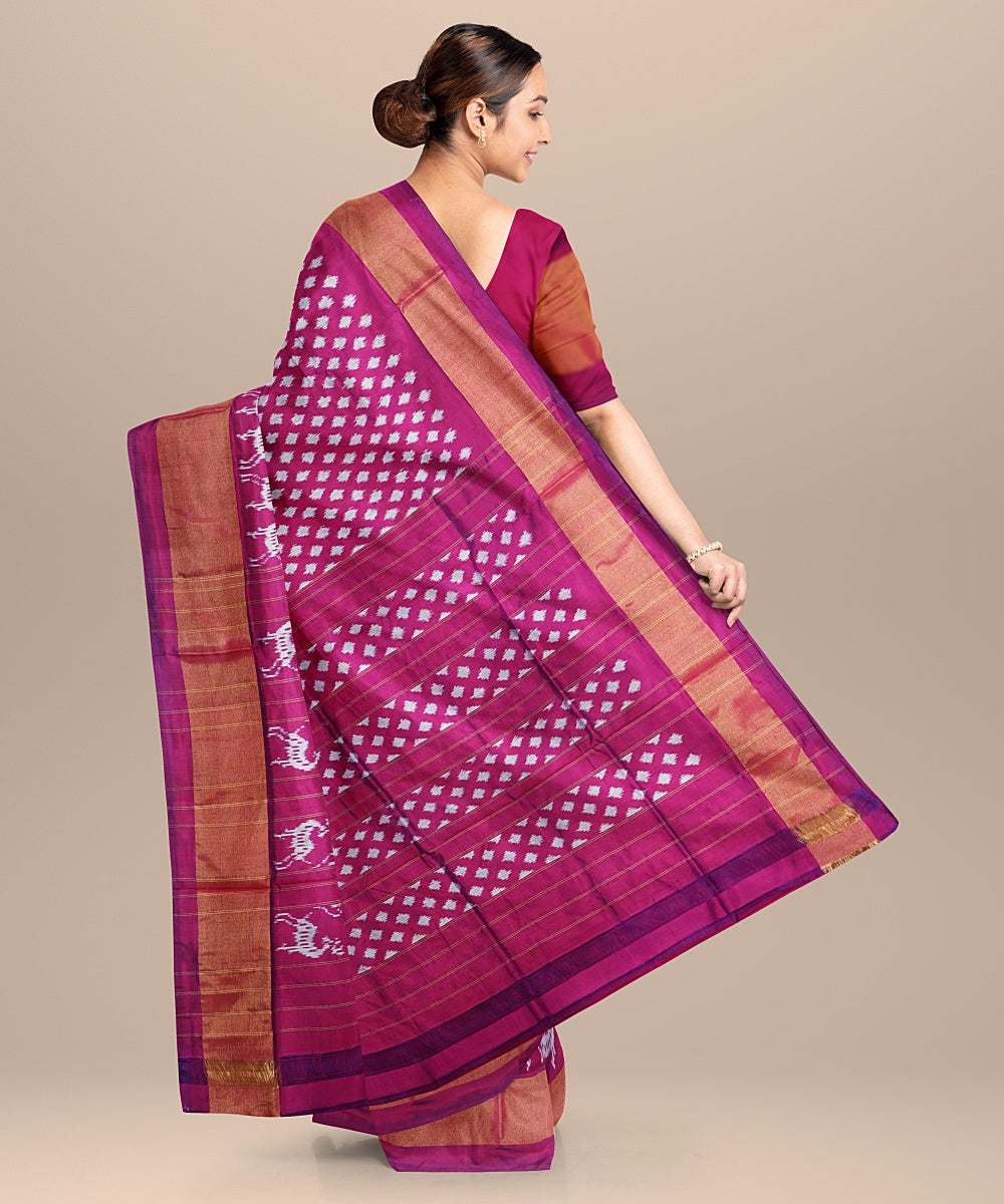 Pink all over handwoven pochampally ikat silk saree