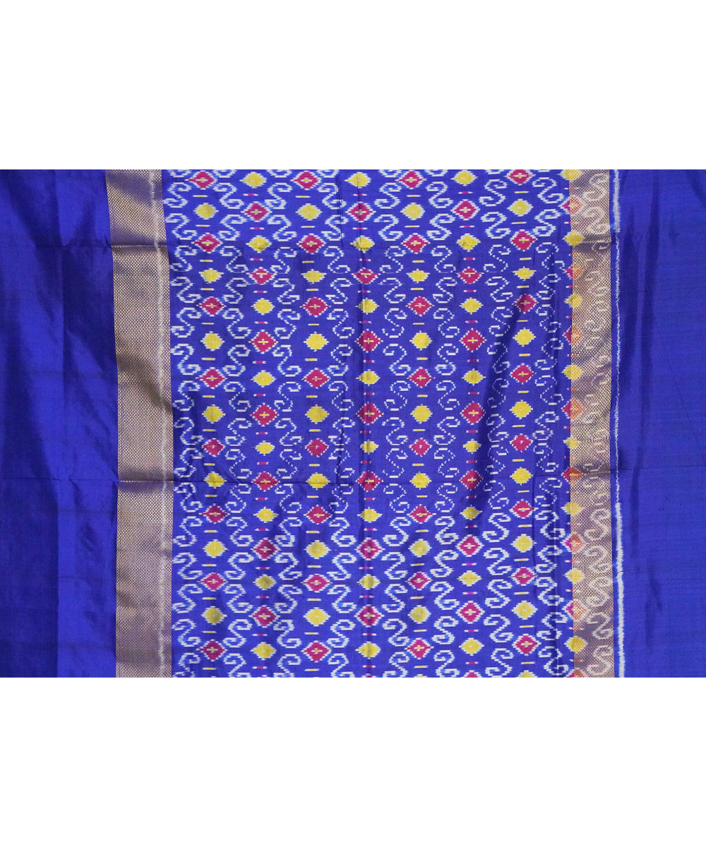 Lime green blue handwoven pochampally ikat silk saree